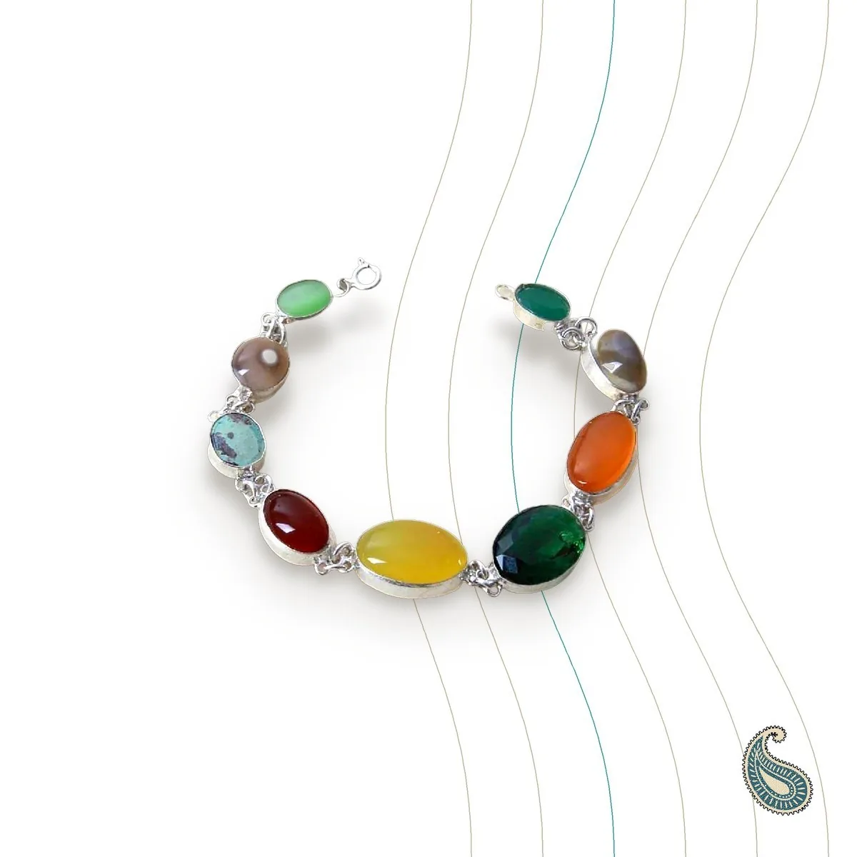 Bracciale in argento con pietre naturali