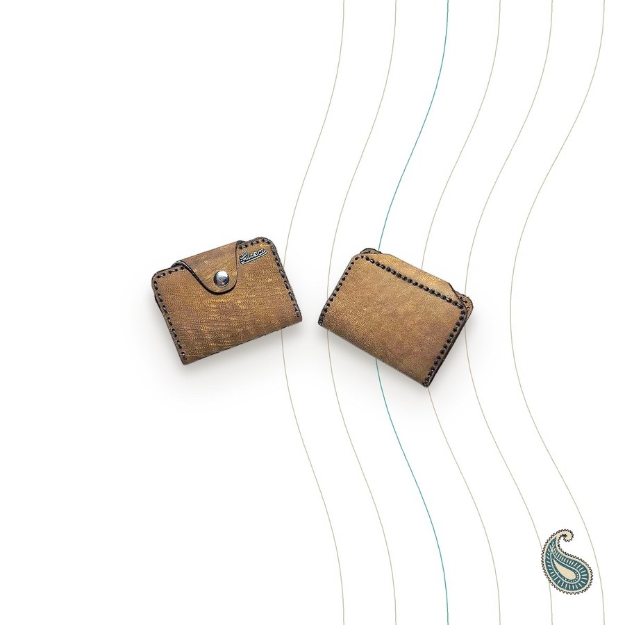 Camel leather card holder
